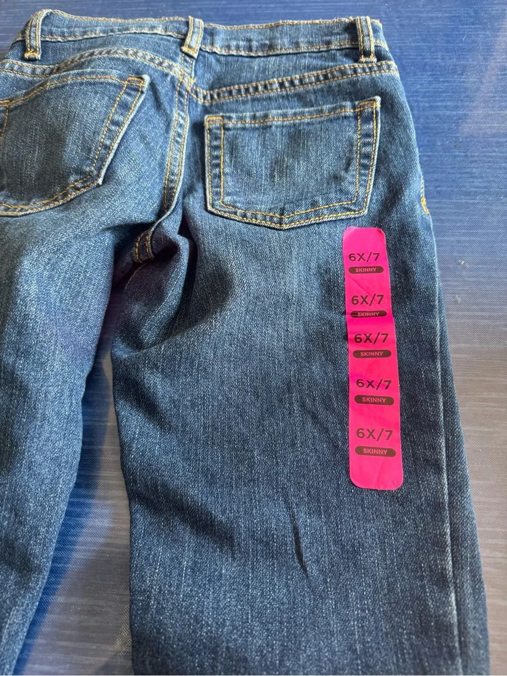 Place Girls Dark Blue Flare Jeans with Gold Stitching
